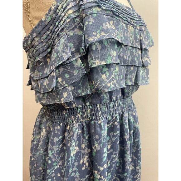 Lauren Conrad Dress Women's Size 12 Blue Floral Sleeveless Ruffle Short Sundress - Picture 10 of 16